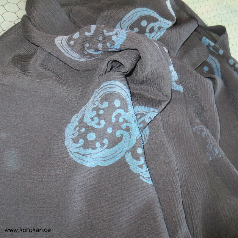 Wellenrondelle Hitoe Kimono, schwarzer Hanf / Ramie Krepp