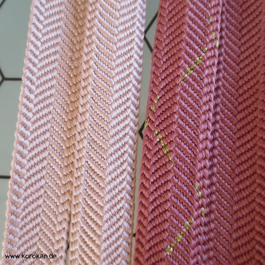 nude bis blush, Obijime, geflochten, ganz wenig gold