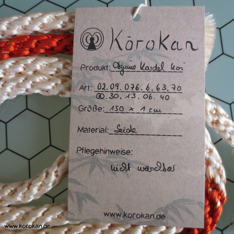 weiß - persimmon Obijime, runde Kordel, Koifarben