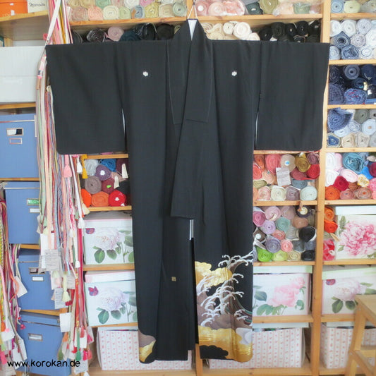 wilder Tsunami Tomesode Seidencrepe Kimono