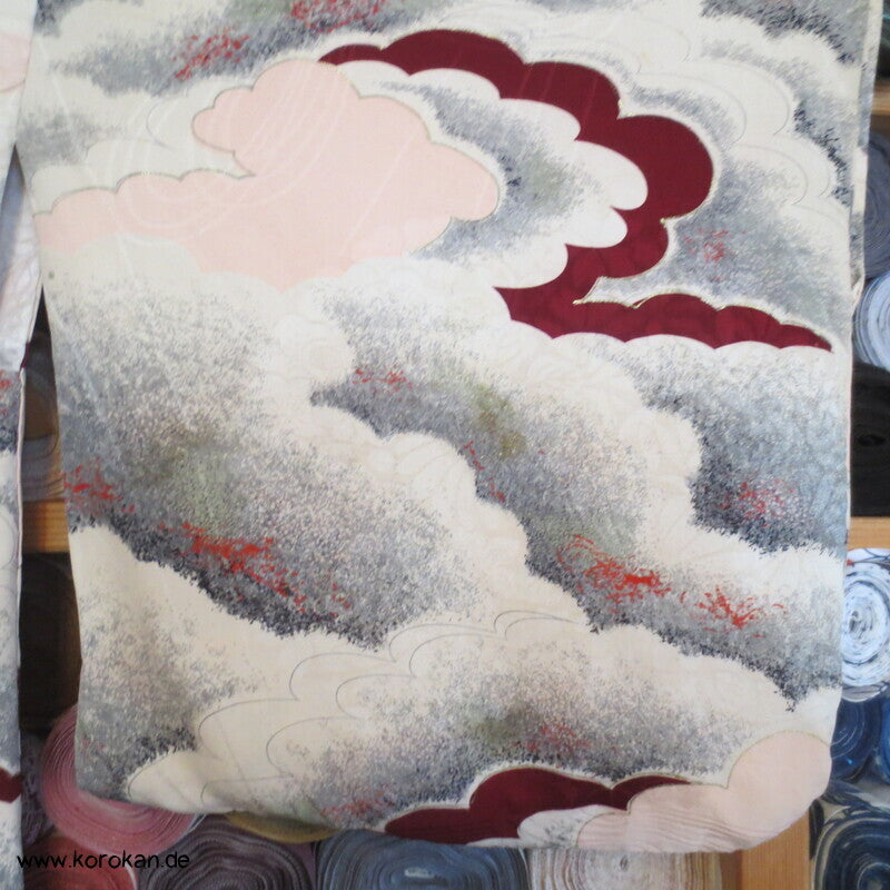 Wolken Seidendamast Haori mit Himo