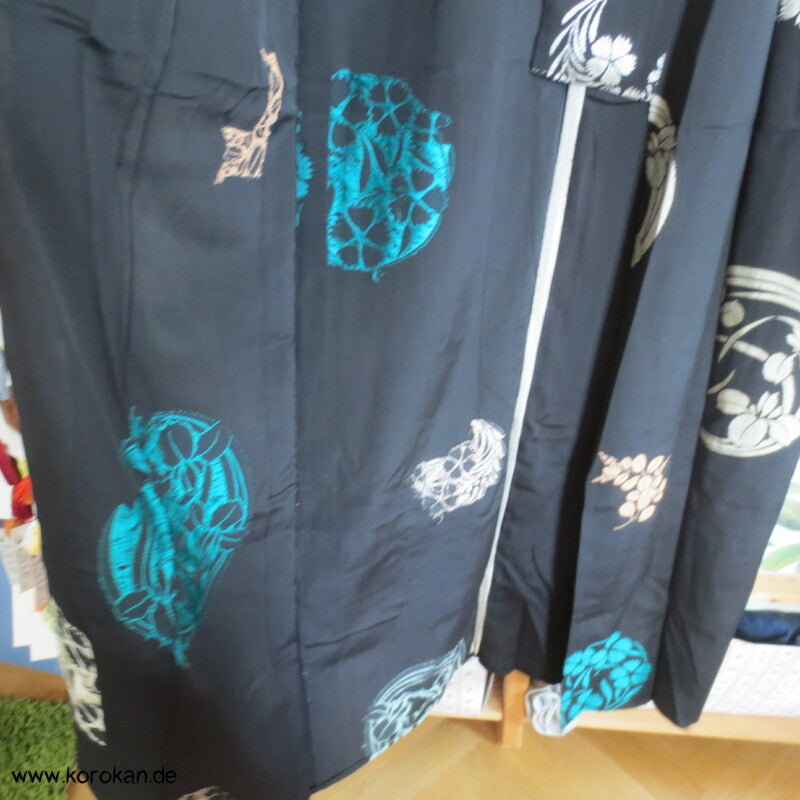 Blütenrondelle Hitoe Komon Kimono aus feinem Omeshi