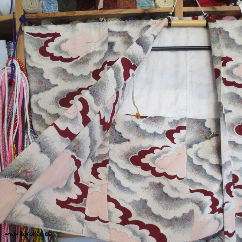 Wolken Seidendamast Haori mit Himo