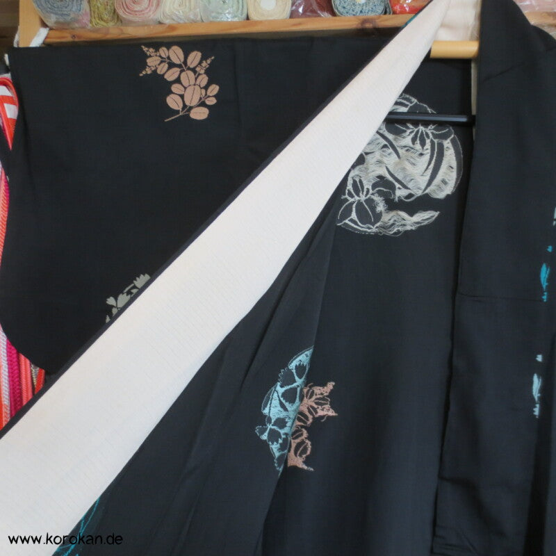 Blütenrondelle Hitoe Komon Kimono aus feinem Omeshi