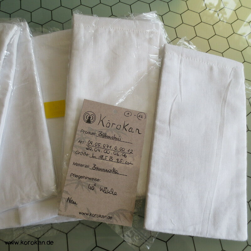 Brillenetui  - Handytaschen weiße Baumwolle, mit Spannklemme