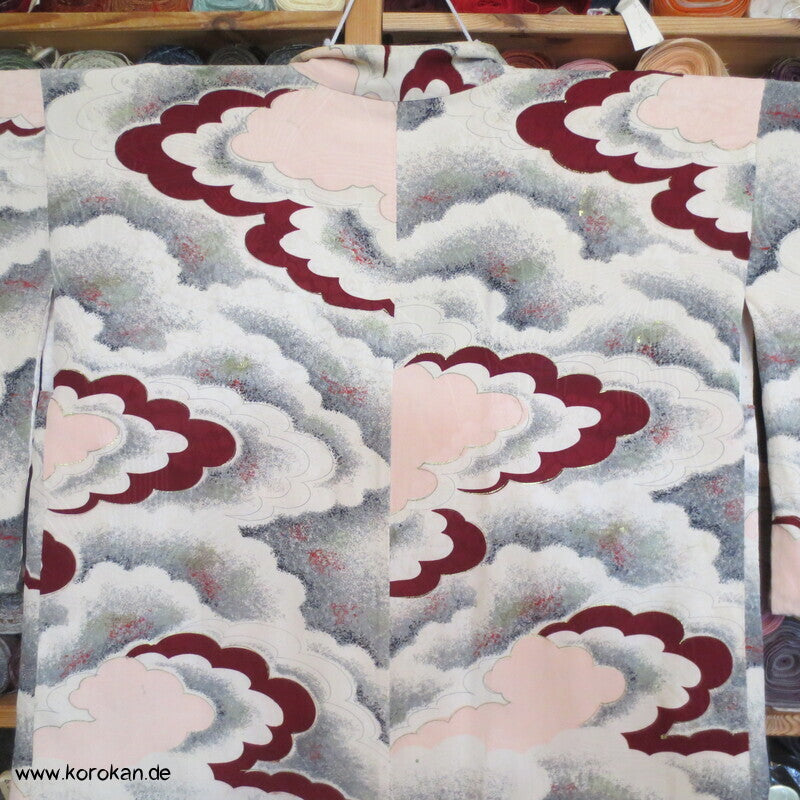 Wolken Seidendamast Haori mit Himo