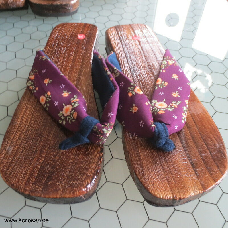 moderne Geta Sandalen, Paulownia Holz, Stoffriemen