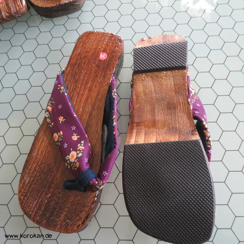 moderne Geta Sandalen, Paulownia Holz, Stoffriemen