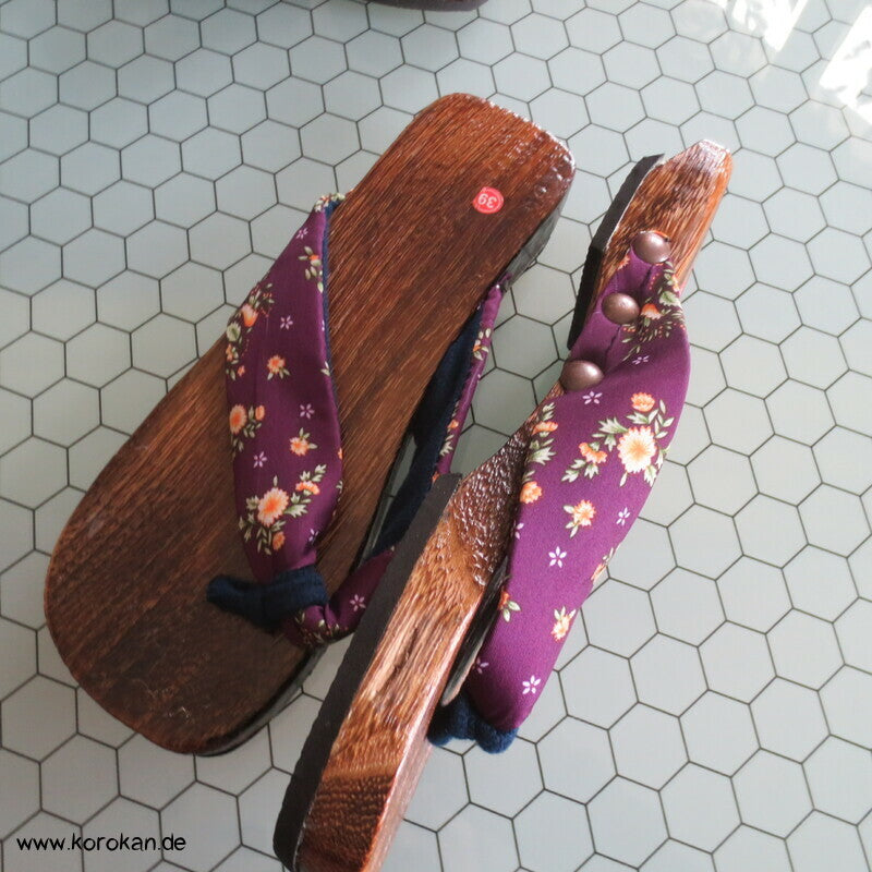 moderne Geta Sandalen, Paulownia Holz, Stoffriemen