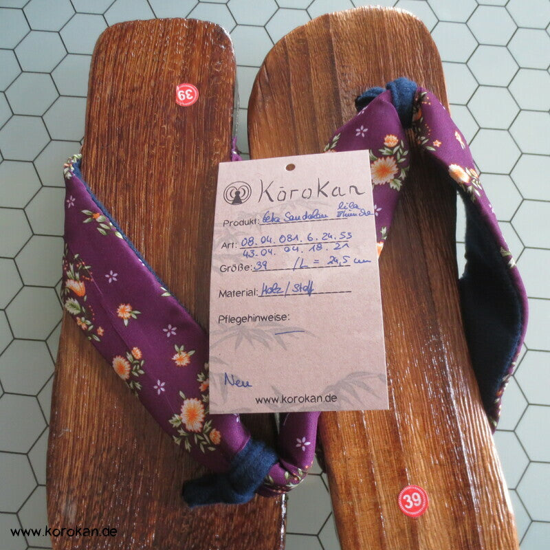 moderne Geta Sandalen, Paulownia Holz, Stoffriemen