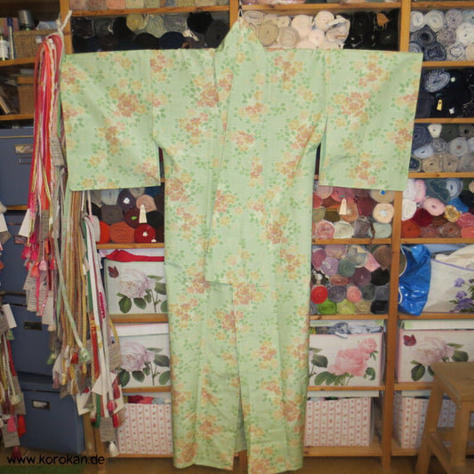 Sakura Kasuri Tsumugi Seiden Komon Hitoe - ungefütterter japanischer Kimono