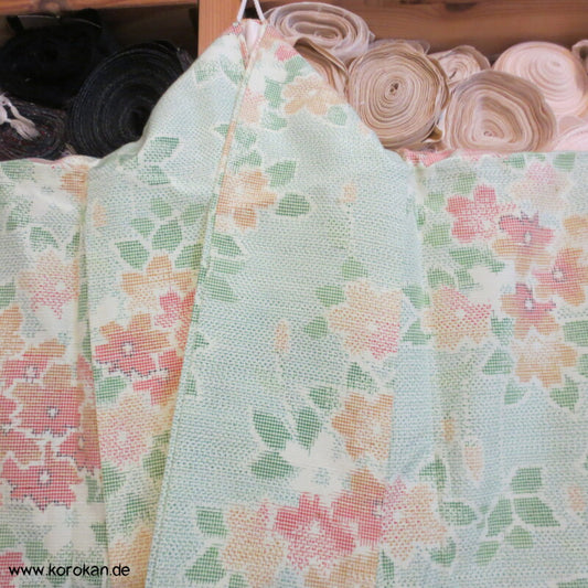 Sakura Kasuri Tsumugi Seiden Komon Hitoe - ungefütterter japanischer Kimono