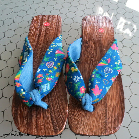 moderne Geta Sandalen, Paulownia Holz, Stoffriemen