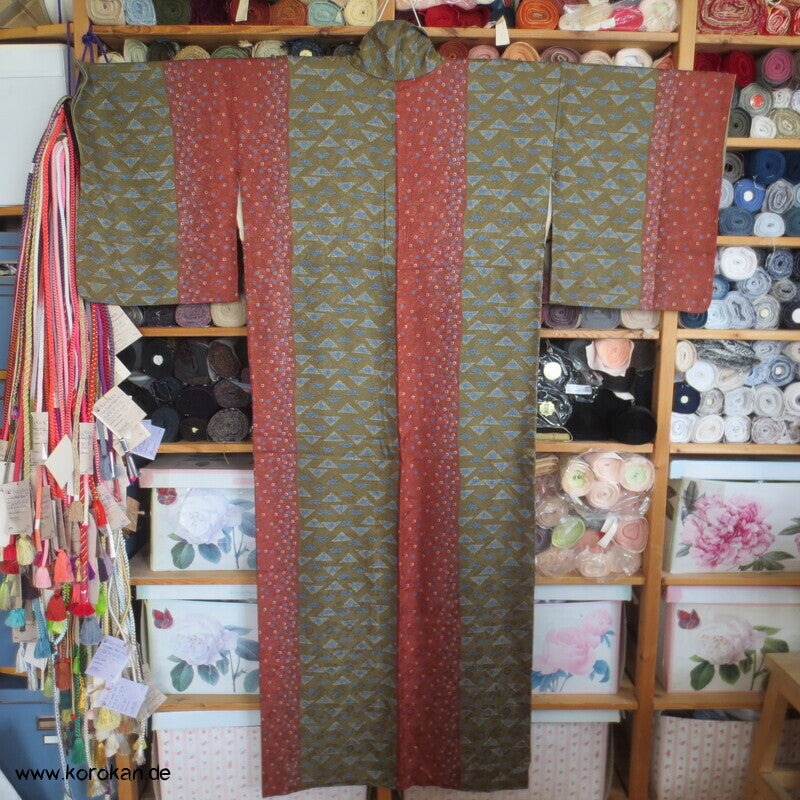 Streifen Rinzu Seiden Damast Komon Kimono