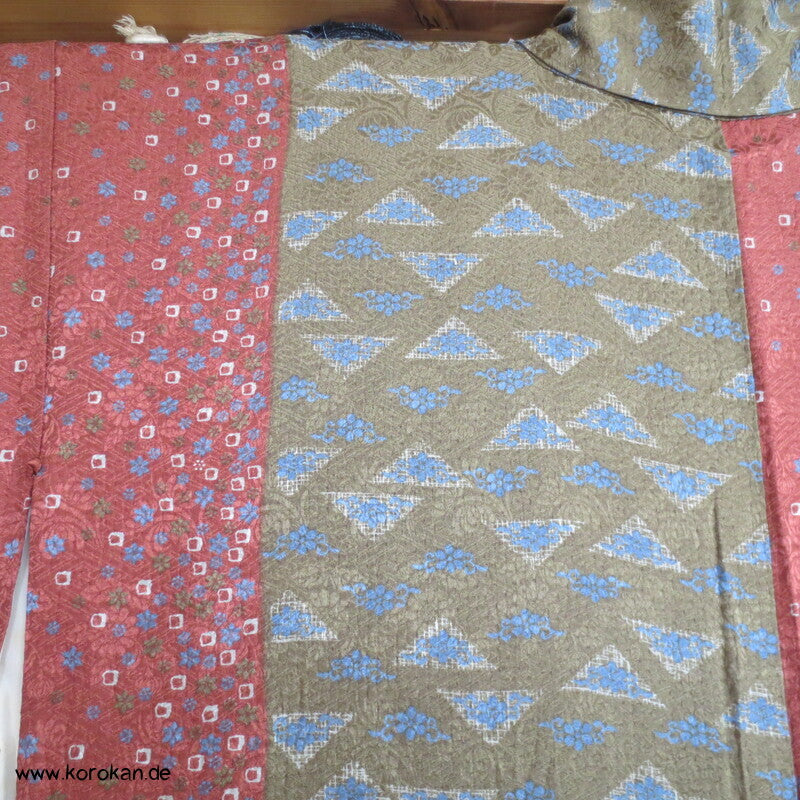 Streifen Rinzu Seiden Damast Komon Kimono