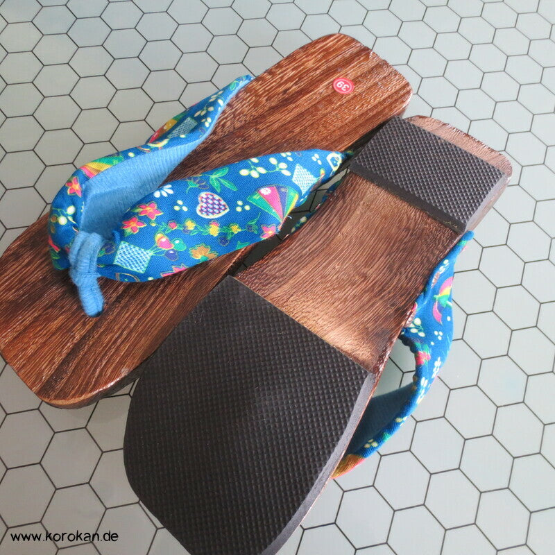 moderne Geta Sandalen, Paulownia Holz, Stoffriemen