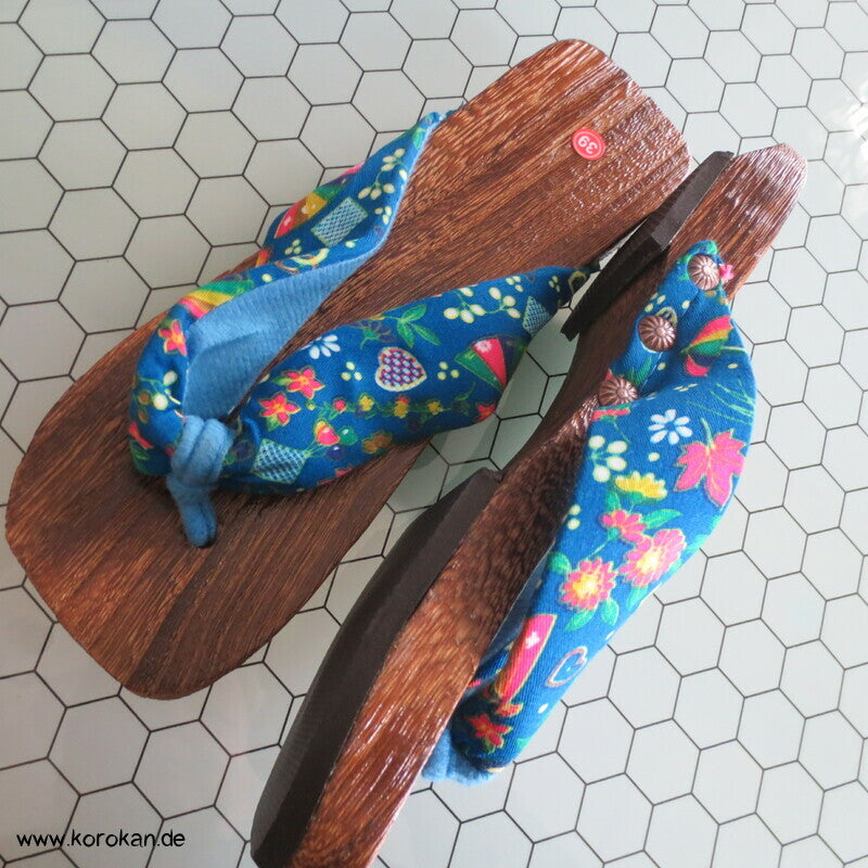 moderne Geta Sandalen, Paulownia Holz, Stoffriemen