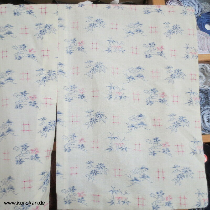 Igeta und Blüten Hitoe Kimono Wollgeorgette Kasuri Druck
