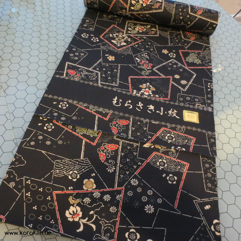 Shikishi Druck Tsumugi Kimono Seide Tanmono