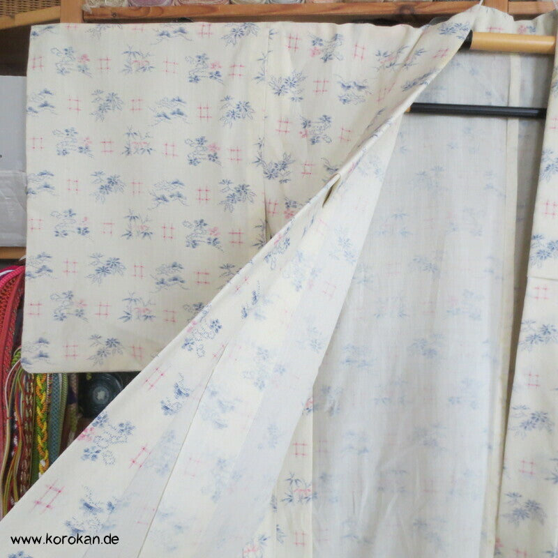 Igeta und Blüten Hitoe Kimono Wollgeorgette Kasuri Druck