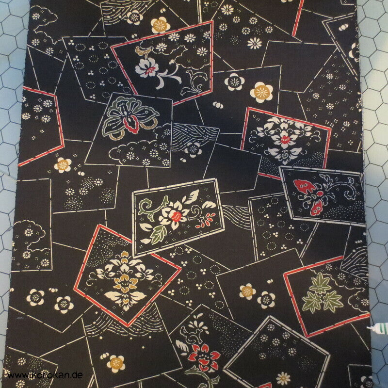 Shikishi Druck Tsumugi Kimono Seide Tanmono