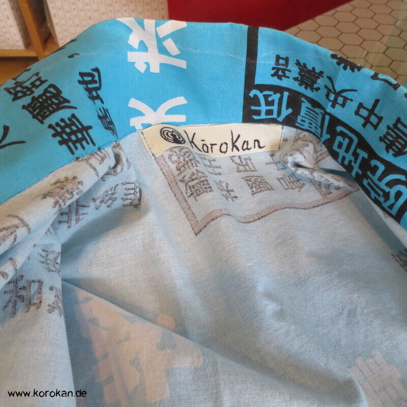 Juban Baumwoll Unterkimono, Kanji auf türkis, NEU