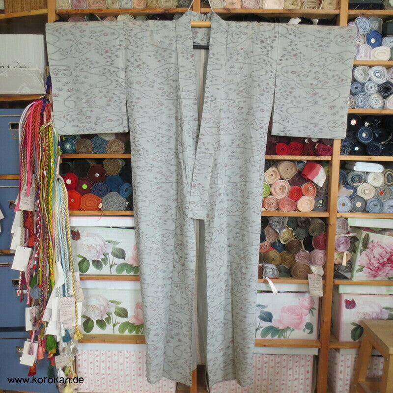 Bambus Wellen Hitoe Kimono, Hanf Kasuri Druck