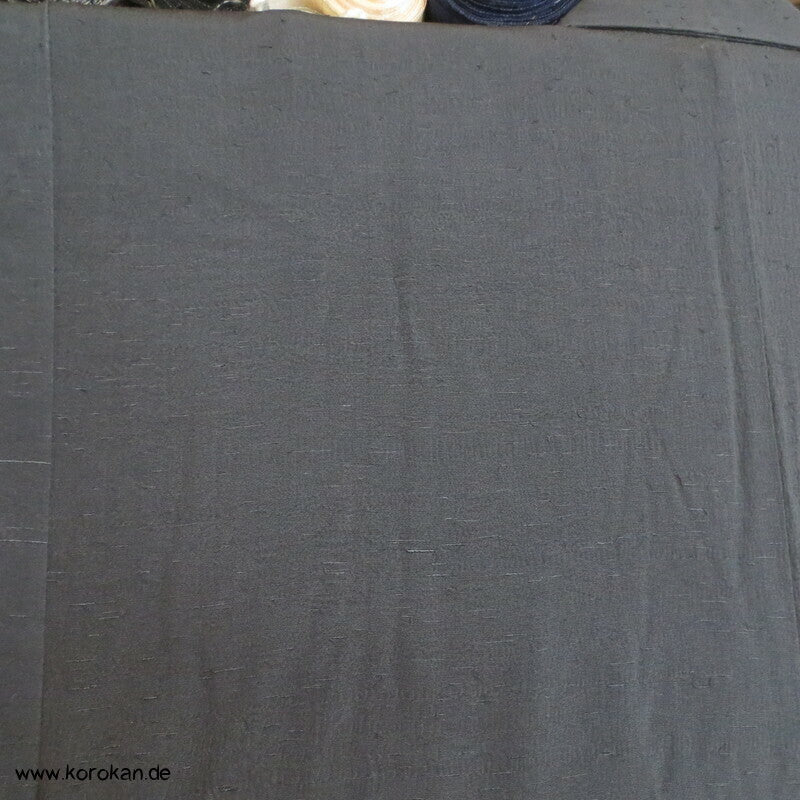 anthrazitgrauer Fushi Tsumugi Seiden Kimono