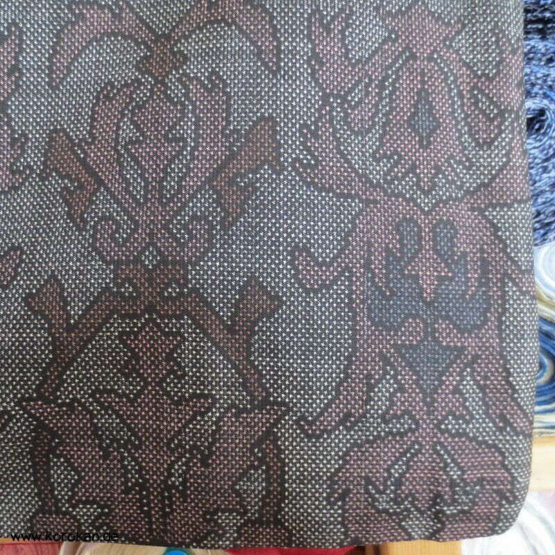 japanischer Sarasa mauve grau Kasuri Tsumugi Seiden Kimono