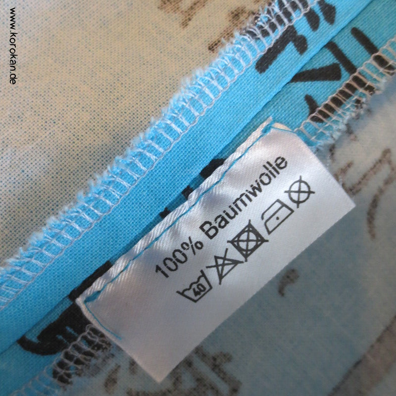Juban Baumwoll Unterkimono, Kanji auf türkis, NEU