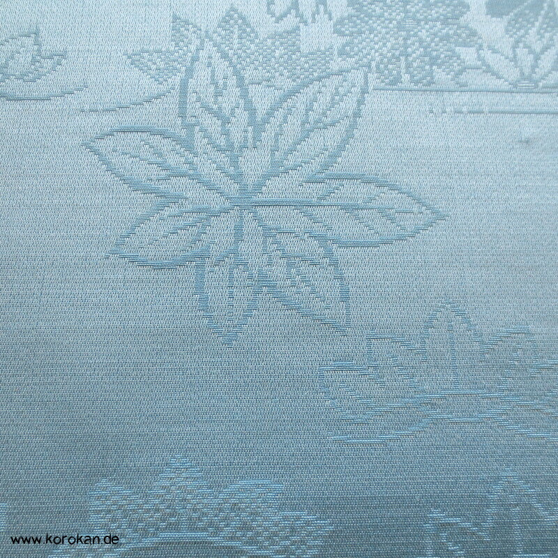 Lurex Blüten, Fluss, Ahornblätter Seide/ Wolle Kimono Jacquard - himmelblau