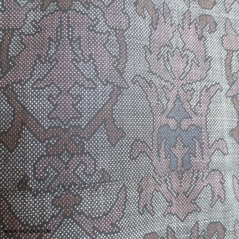 japanischer Sarasa mauve grau Kasuri Tsumugi Seiden Kimono