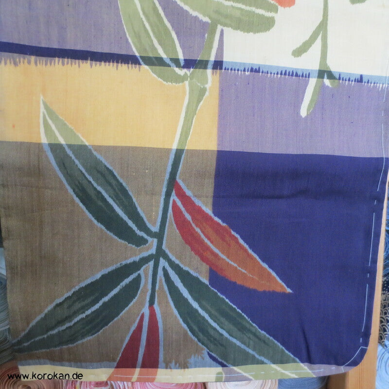 Bambus über Karo Meisen Kimono, Chu Furisode