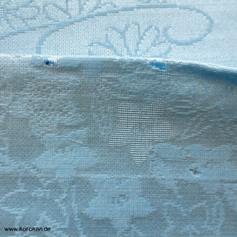 Lurex Blüten, Fluss, Ahornblätter Seide/ Wolle Kimono Jacquard - himmelblau