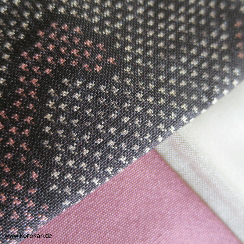 japanischer Sarasa mauve grau Kasuri Tsumugi Seiden Kimono