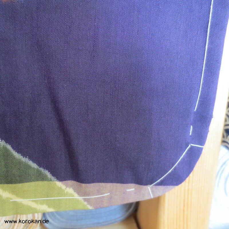 Bambus über Karo Meisen Kimono, Chu Furisode