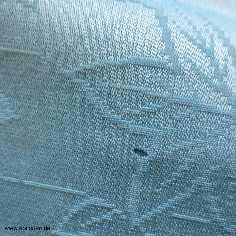 Lurex Blüten, Fluss, Ahornblätter Seide/ Wolle Kimono Jacquard - himmelblau