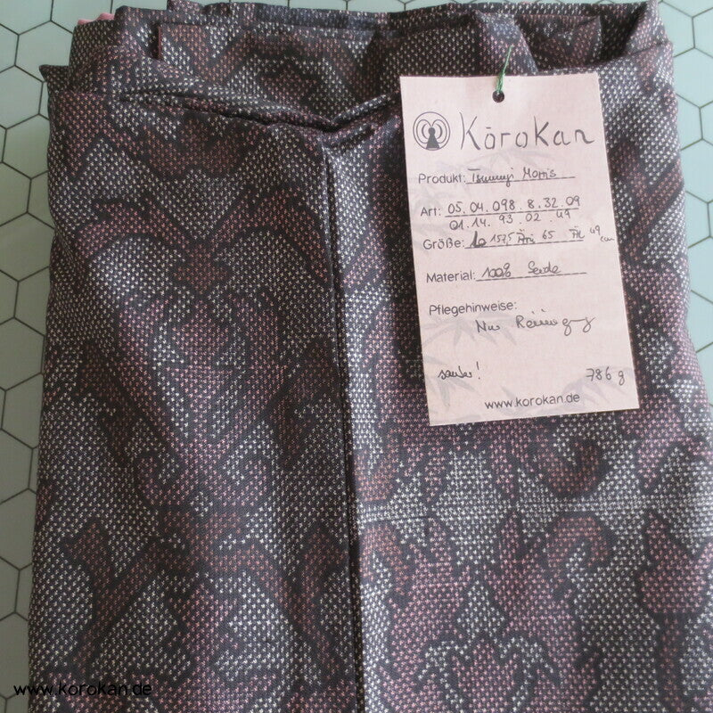 japanischer Sarasa mauve grau Kasuri Tsumugi Seiden Kimono