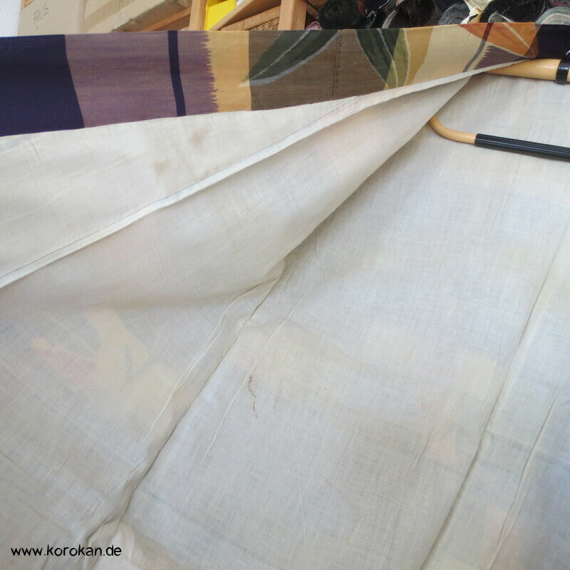 Bambus über Karo Meisen Kimono, Chu Furisode
