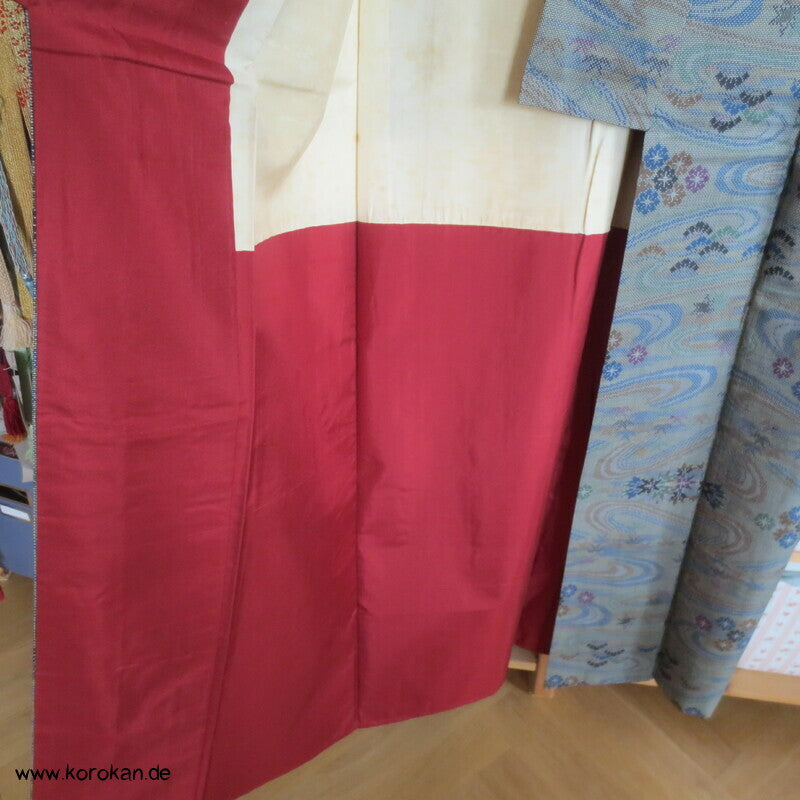 japanischer Chrysanthemen Fluss Kasuri Tsumugi Seiden Kimono