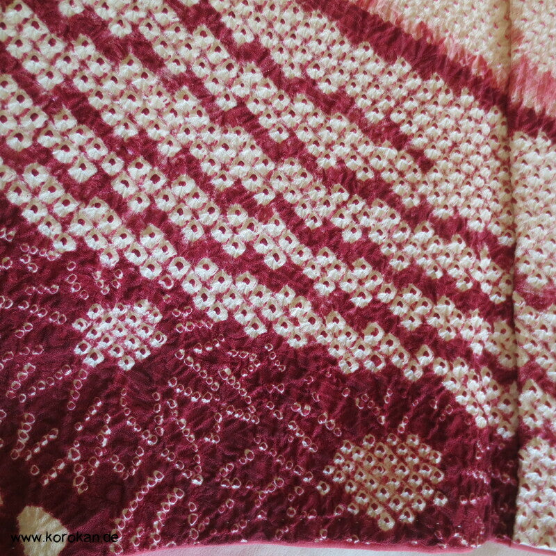 Full Shibori weinrote Chrysanthemen Homongi Kimono