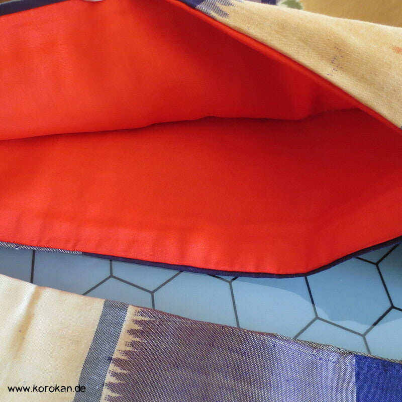 Bambus über Karo Meisen Kimono, Chu Furisode