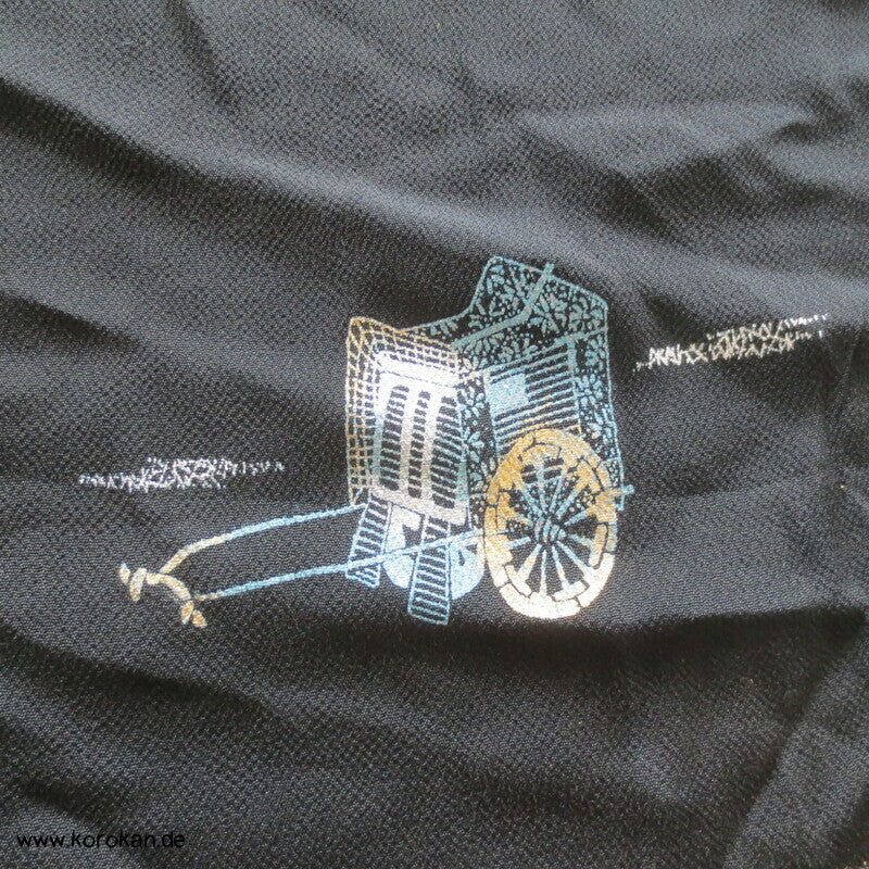 Panel Muster Stoff für Kimono - schwarz mit Lurex Druck