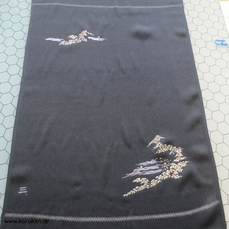 Panel Muster Stoff für Kimono - schwarz mit Lurex Druck