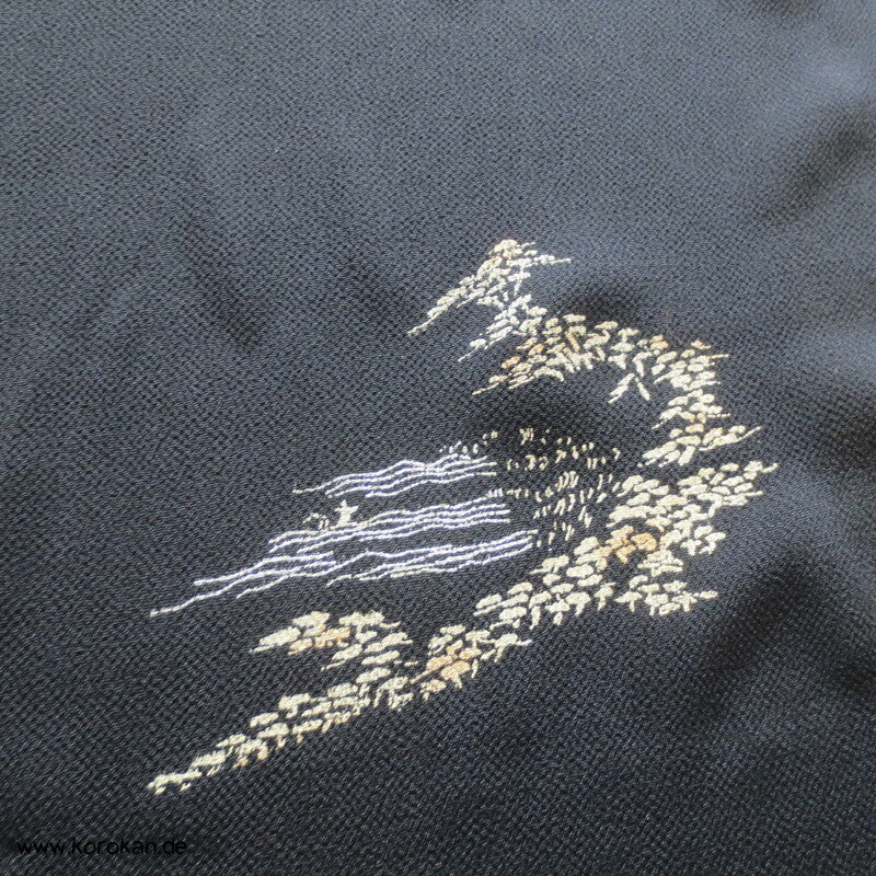 Panel Muster Stoff für Kimono - schwarz mit Lurex Druck