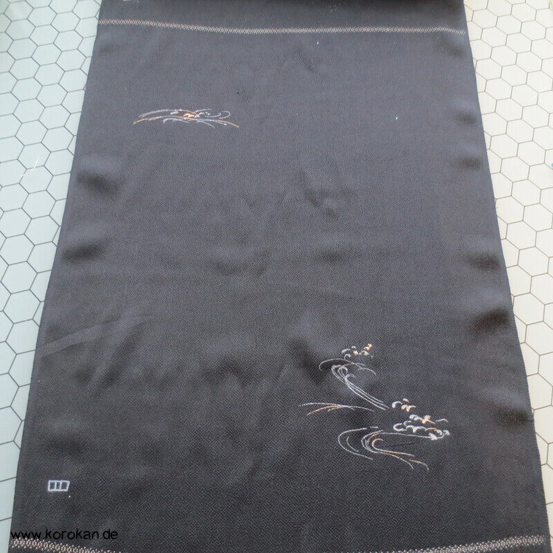 Panel Muster Stoff für Kimono - schwarz mit Lurex Druck