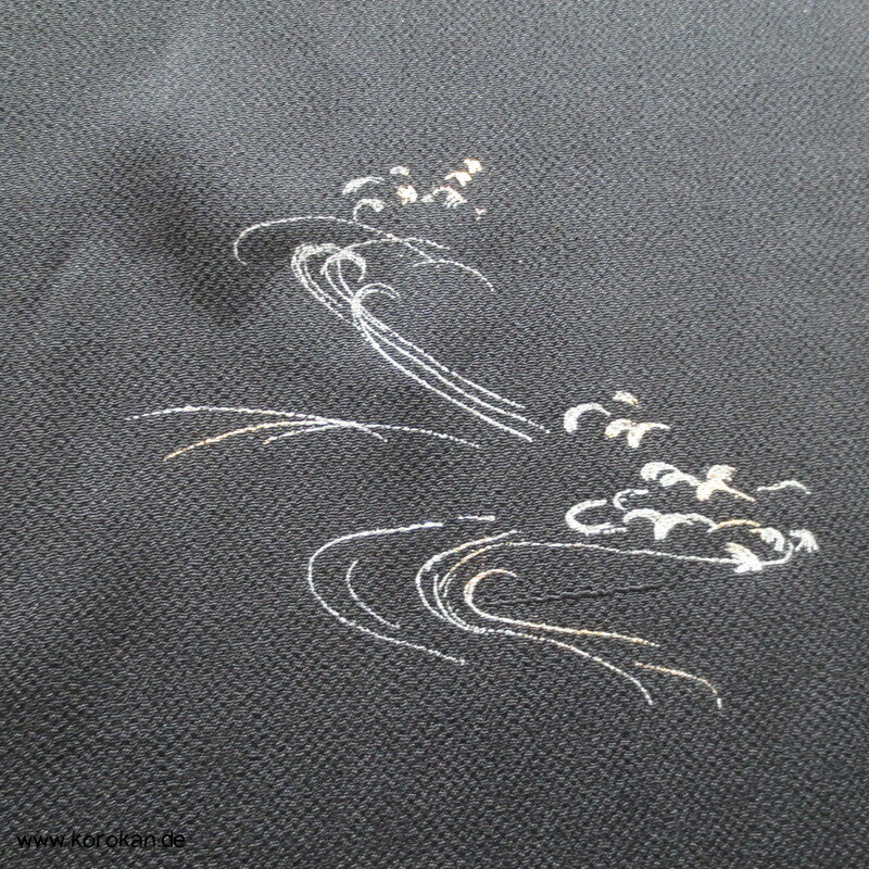 Panel Muster Stoff für Kimono - schwarz mit Lurex Druck
