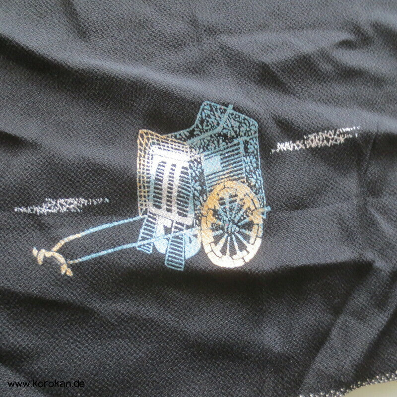 Panel Muster Stoff für Kimono - schwarz mit Lurex Druck
