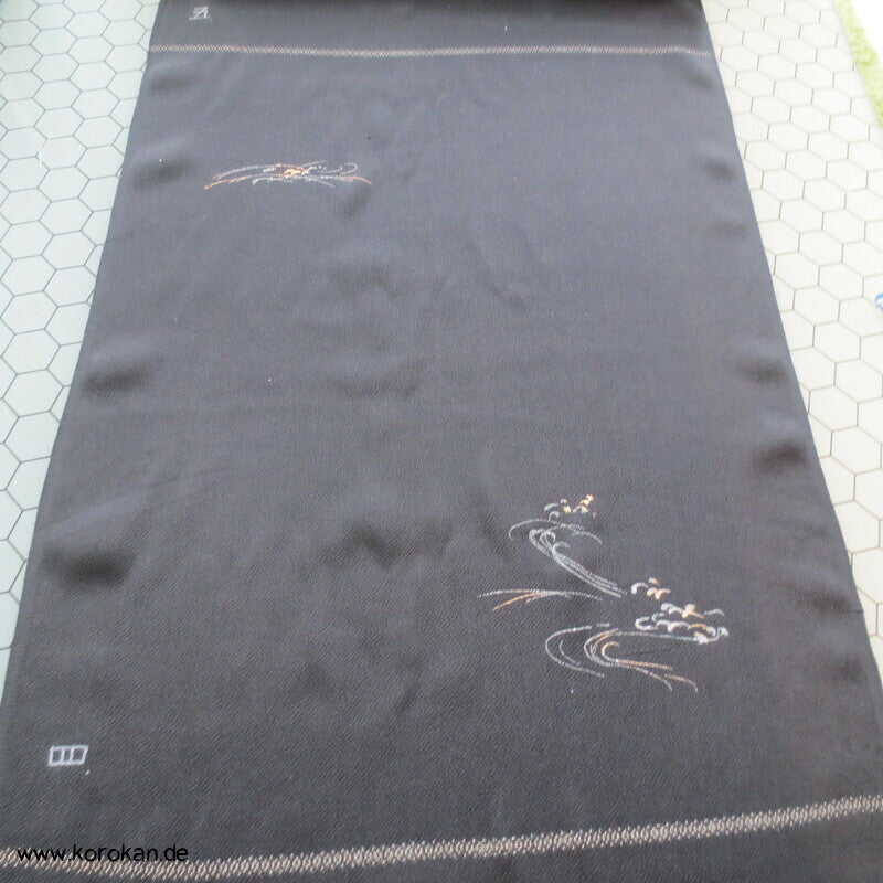Panel Muster Stoff für Kimono - schwarz mit Lurex Druck