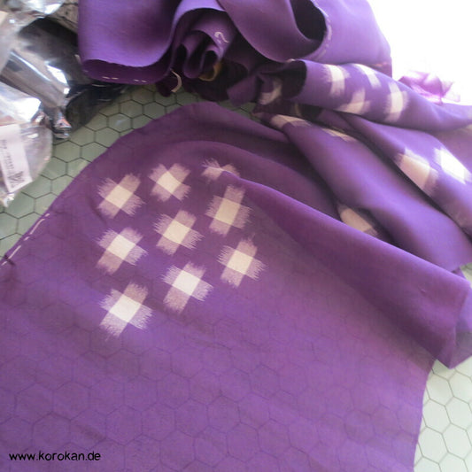 Kasuri Kreuze Kimono Sha Seiden Crepe Georgette, Murasaki lila